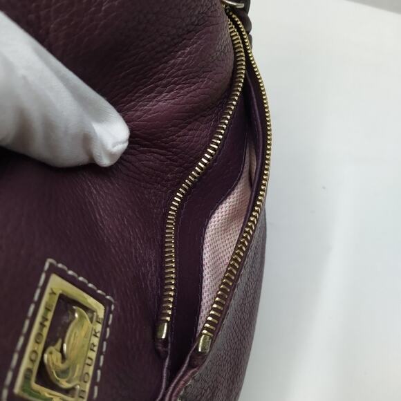 Dooney & Bourke Purple Pebbled Leather Zipper Pockets Hobo Shoulder Bag - Picture 9 of 16